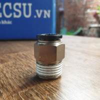 Đầu Nối Khí Thẳng Ren Ngoài Phi 12 mm - PT1/2 Đen Airtac PC1204D