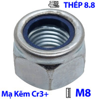 Tán Keo Thép Mạ Kẽm Trắng Cr3+ 8.8 DIN985 M8
