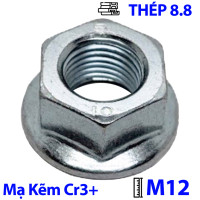 Tán Khía Thép Mạ Kẽm Trắng Cr3+ 8.8 DIN6923 M12