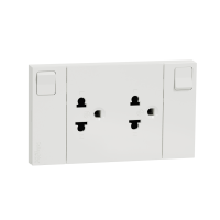 Bộ Ổ Cắm Đôi 3 Chấu 16A Có Công Tắc M3T_Sis_We Schneider 